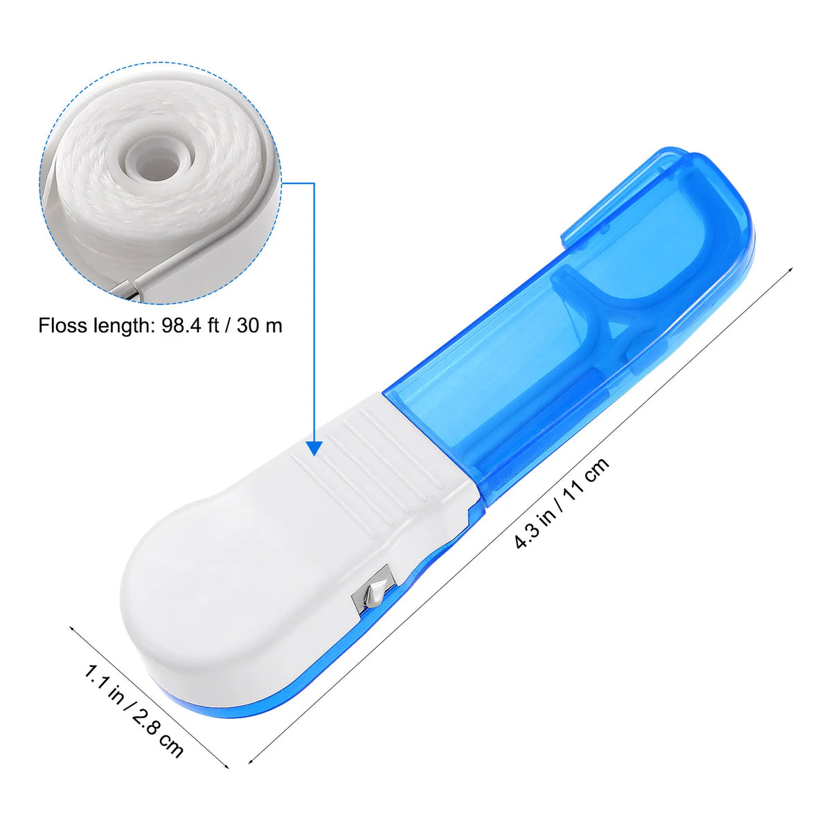 Refillable Dental Floss Holder | 30m Thread, Comfort Grip Dental Floss Holder QXL