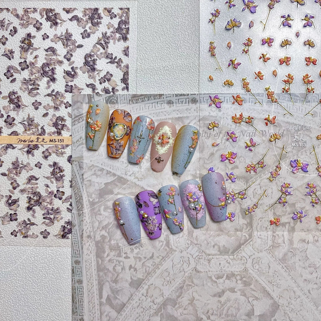 5D Daffodil Nail Stickers | Floral Relief Nail Art Decals Nail Art Stickers QXL