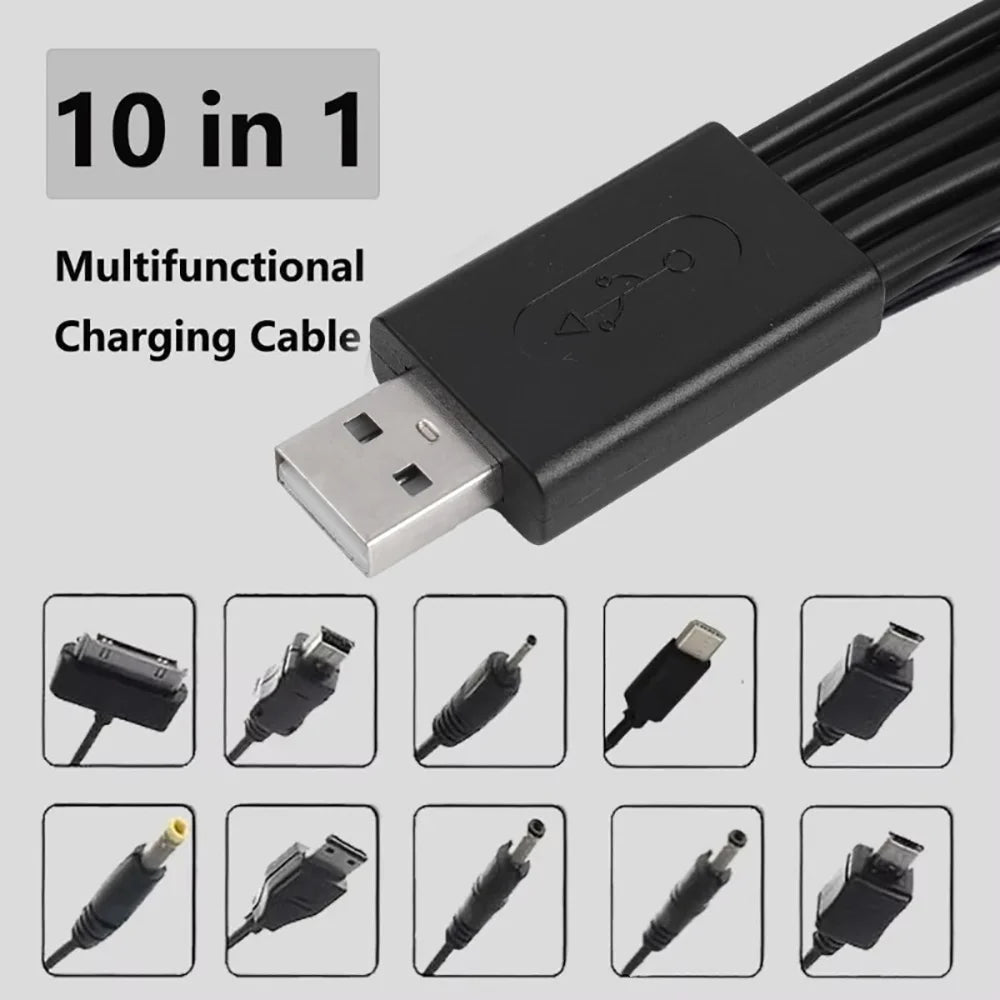 10-in-1 Multi-Head USB Charging Cable | Universal Charger Cord Multi-Head USB Cable QXL