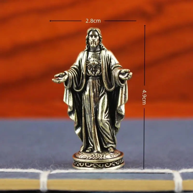 Handmade Brass Deity Figurine | Vintage Tibetan Desktop Statue Brass Deity Figurine QXL A