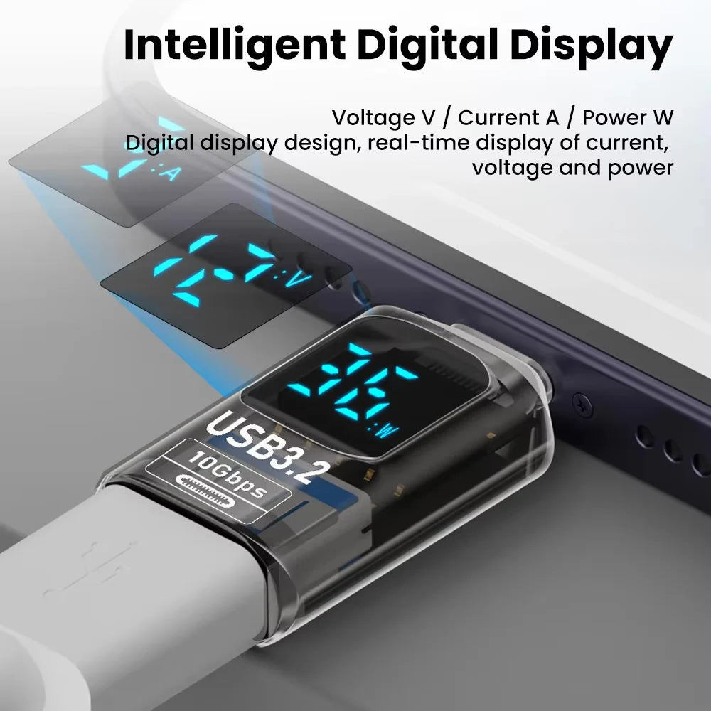 USB-A to USB-C Adapter 10Gbps 60W Fast Charge Digital Display USB-C Adapter QXL