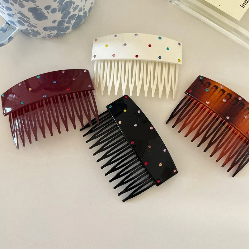 Korean Rhinestone Hair Comb | Colorful Crystal Hairpin Rhinestone Hair Comb QXL