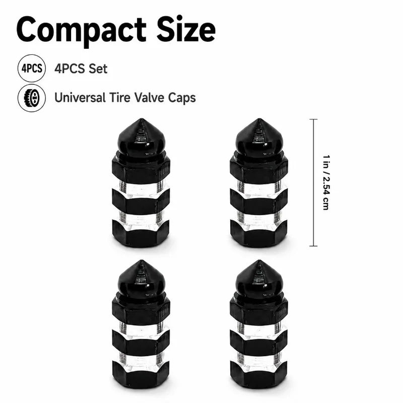 4-Pack Aluminum Tire Valve Stem Caps | Hex Dustproof Covers Tire Valve Caps QXL