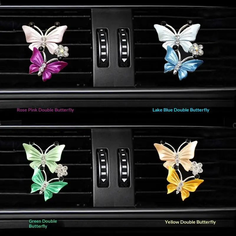 Butterfly Dual-Color Car Air Freshener Vent Clip | AC Ornament Car Air Freshener QXL