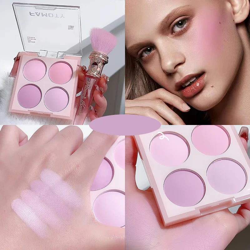 4-Color Matte Blush Powder Palette | Warm Cheek Tones Blush Powder Palette QXL