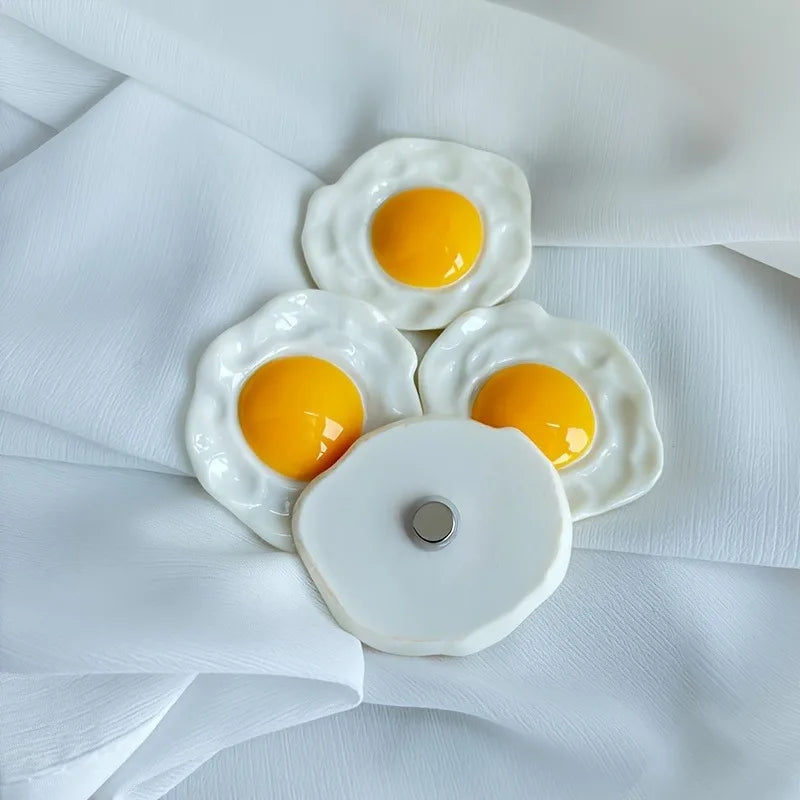 Fried Egg Refrigerator Magnet | Kitchen Décor Golden Accents Novelty Fridge Magnet QXL