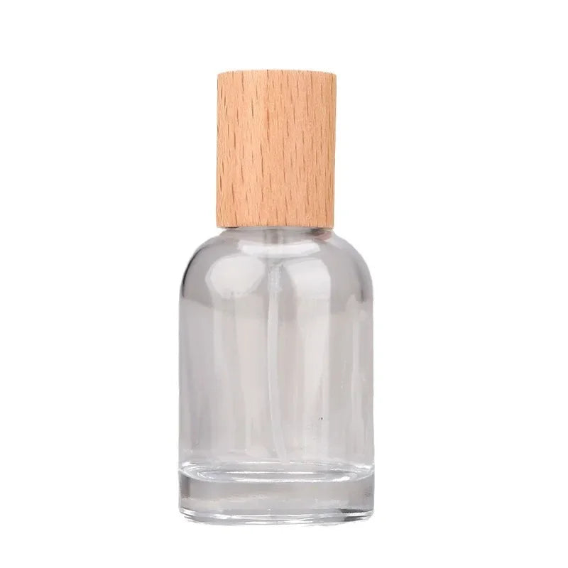 30ml Refillable Glass Perfume Spray Bottle with Walnut Cap Perfume Spray Bottle QXL