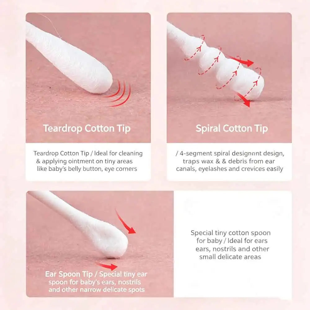 Baby Cotton Swabs 400-Pack | Organic, Safe & Biodegradable Baby Cotton Swabs QXL