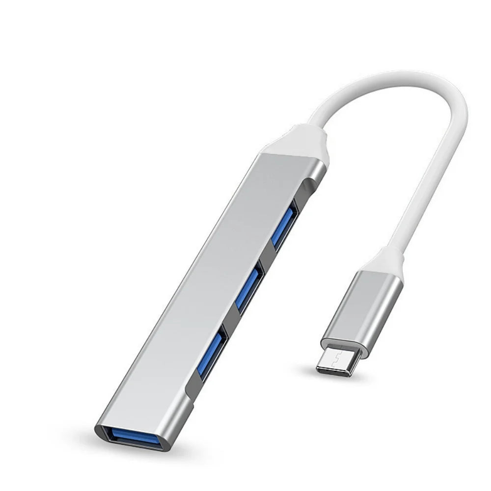 4-in-1 USB-C Hub USB 3.0 OTG Adapter 5Gbps | MacBook & PC USB-C Hub Adapter QXL Type-C Silver