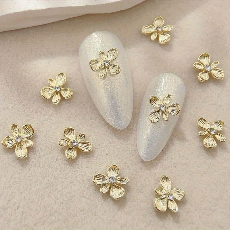 20-Pack Mini Flower Nail Charms with Rhinestones | DIY Nail Art Nail Art Charms QXL