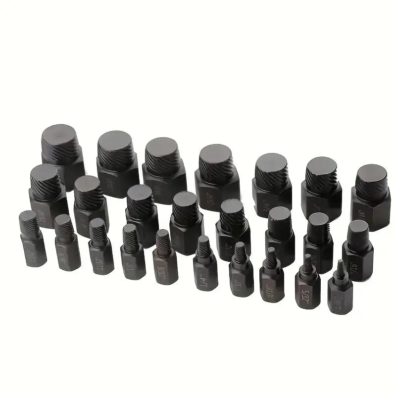 25-Pc Screw Bolt Extractor Set | Stripped & Broken Screw Remover Screw Extractor Set QXL