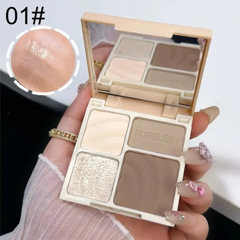 4-in-1 Highlight & Contour Powder Palette with Mirror Contour & Highlight Palette QXL 01