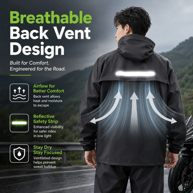 Unisex 2-Piece Waterproof Cycling Rain Suit – Jacket & Pants Cycling Rain Suit QXL