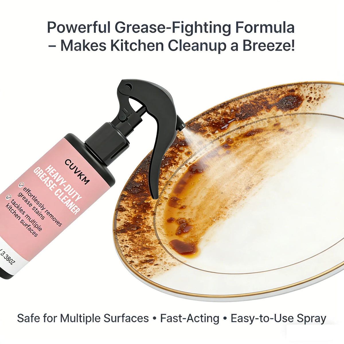 Heavy-Duty Kitchen Grease Cleaner | Fast-Acting Stain Remover Kitchen Degreaser Cleaner QXL