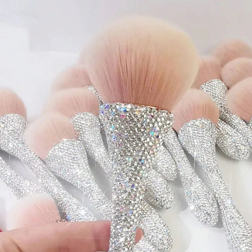 Rhinestone Foundation Brush – Flat Arched Powder Makeup Tool Foundation Makeup Brush QXL