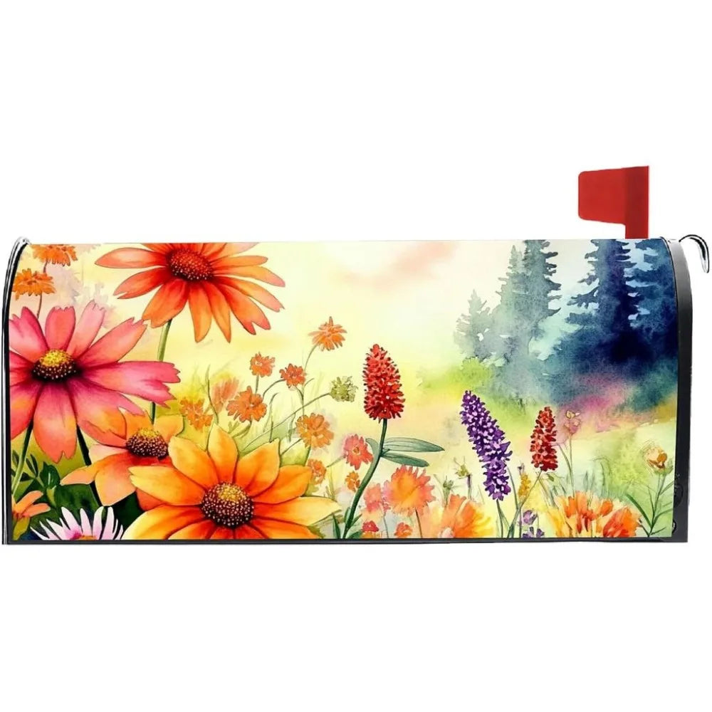 Floral Waterproof Mailbox Cover Wrap | 21x18 Inch Standard Size Mailbox Cover Wrap QXL AECH04-19427