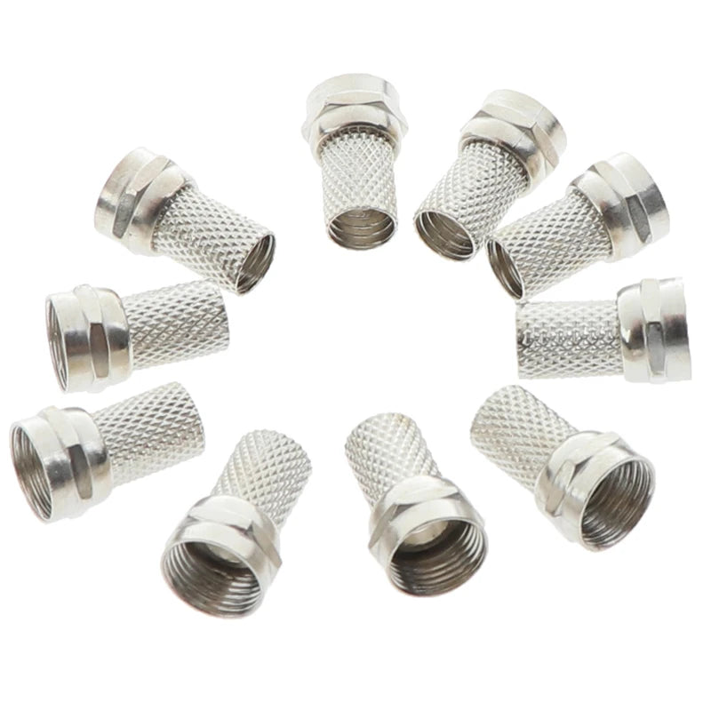 10-Pack Screw-On F Connectors for RG6 Coax Cable | Twist-On Coax Cable Connector QXL Default Title