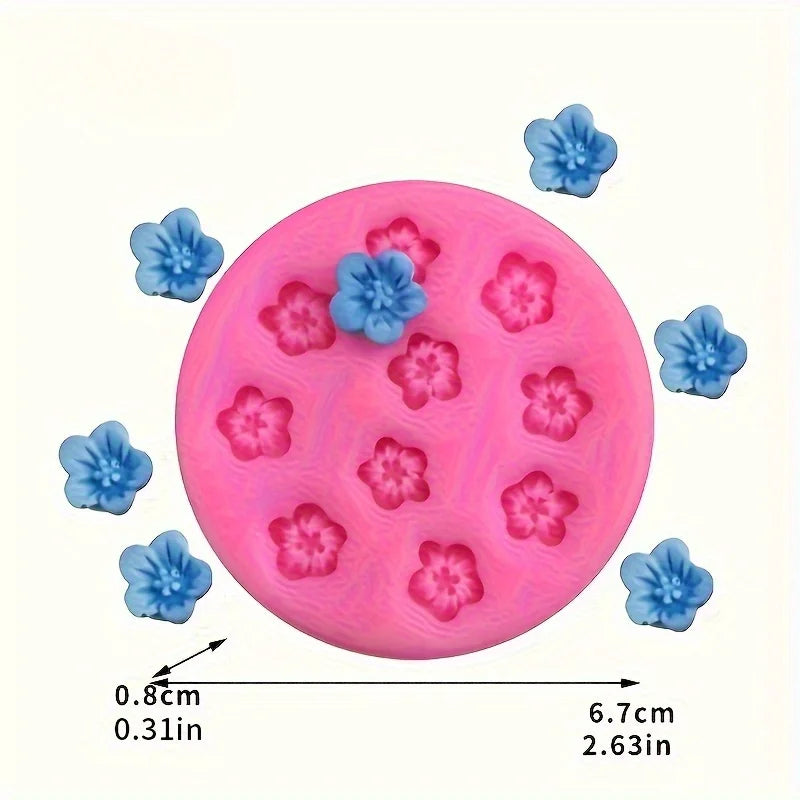 2-Pack Mini Peach Blossom Silicone Mold | Fondant & Cake DIY Silicone Craft Mold QXL