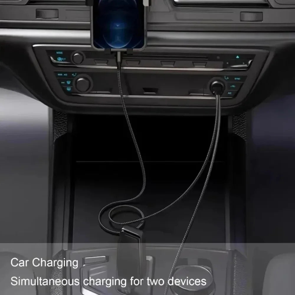 2-in-1 USB-C & Micro USB Fast Charging Cable Y Splitter 5A USB Charging Cable QXL