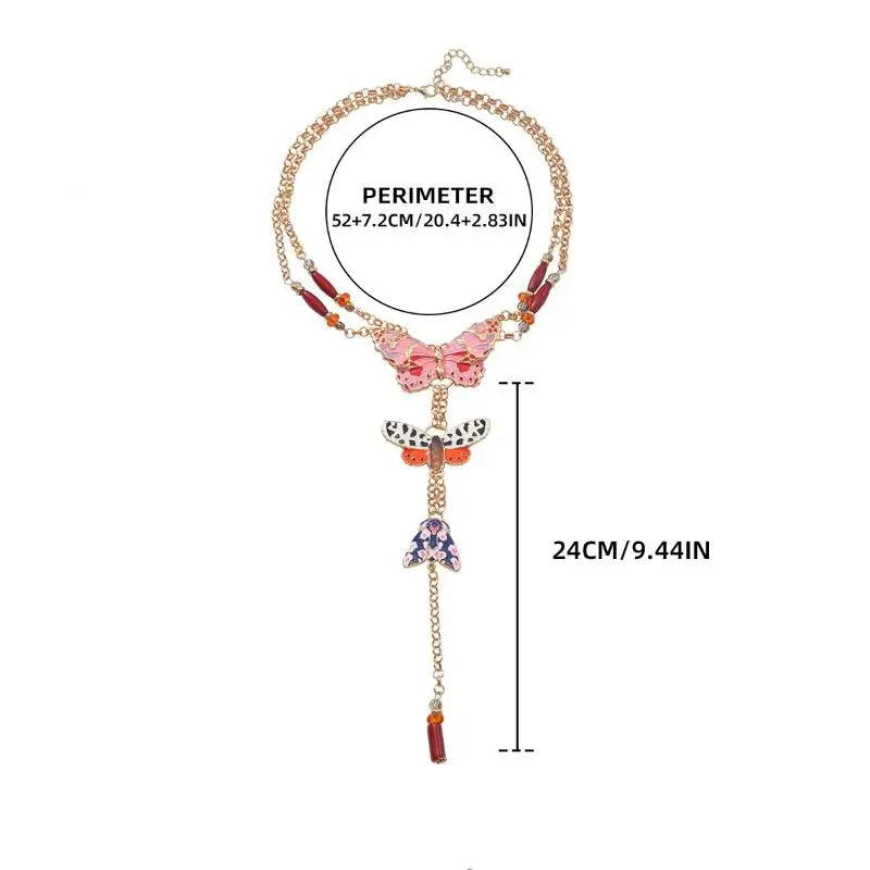 Multilayer Chain Butterfly Pendant Necklace | Boho Style Pendant Necklace QXL onesize