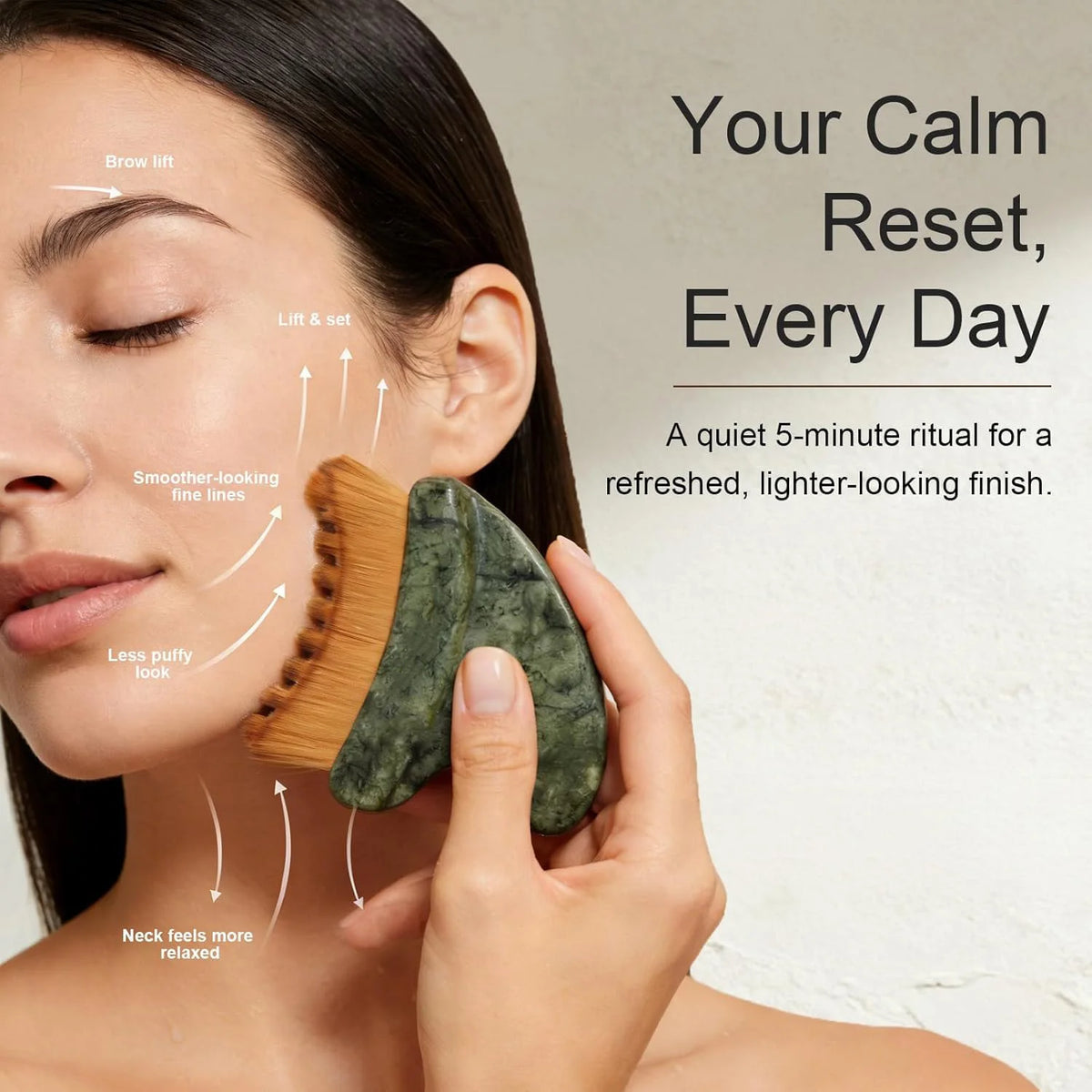 Lymphatic Contour Face Brush & Gua Sha Tool | Ultra-Soft Facial Massage Tool QXL