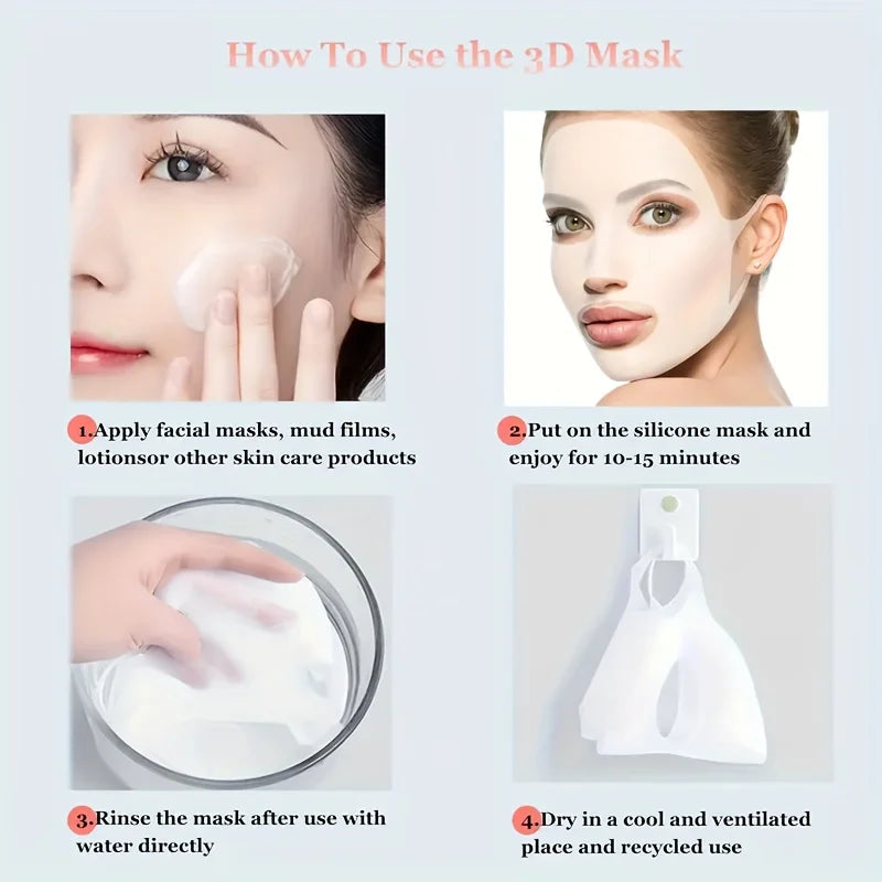 Reusable 3D Silicone Ear Hook Face Mask | Moisturizing Tool Silicone Face Mask QXL