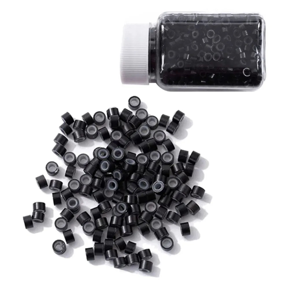 500-Pack Silicone Nano Hair Rings | 5-Color Micro Bead Links Hair Extension Beads QXL