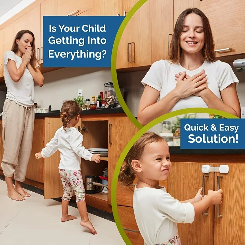 10-Pack Child Safety Strap Locks for Cabinets & Drawers Baby Safety Lock QXL