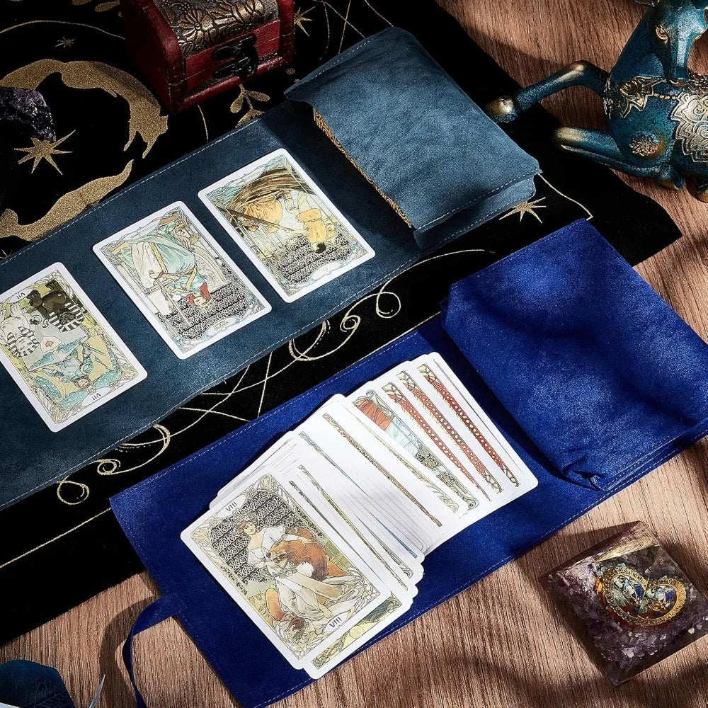 2-Piece Velvet Tarot Card Bag Set – Pouch & Spread Cloth Tarot Card Bag QXL