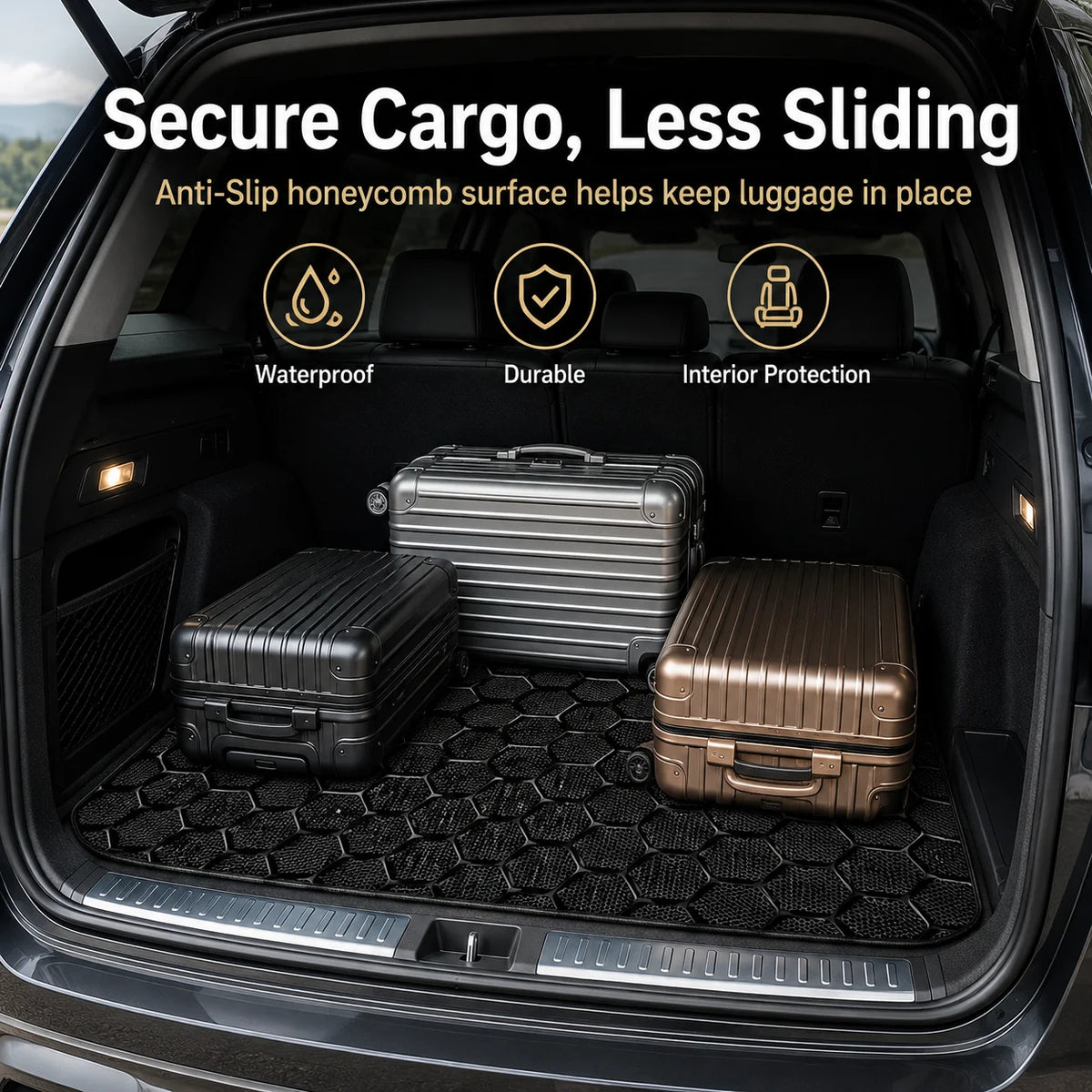Black Hexagonal Car Trunk Mat | Waterproof Cargo Liner Car Cargo Liner QXL