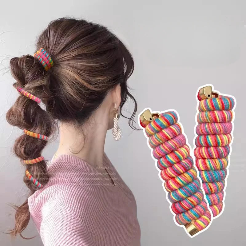 Colorful Telephone Wire Hair Tie | Coil Ponytail Holder Hair Tie QXL