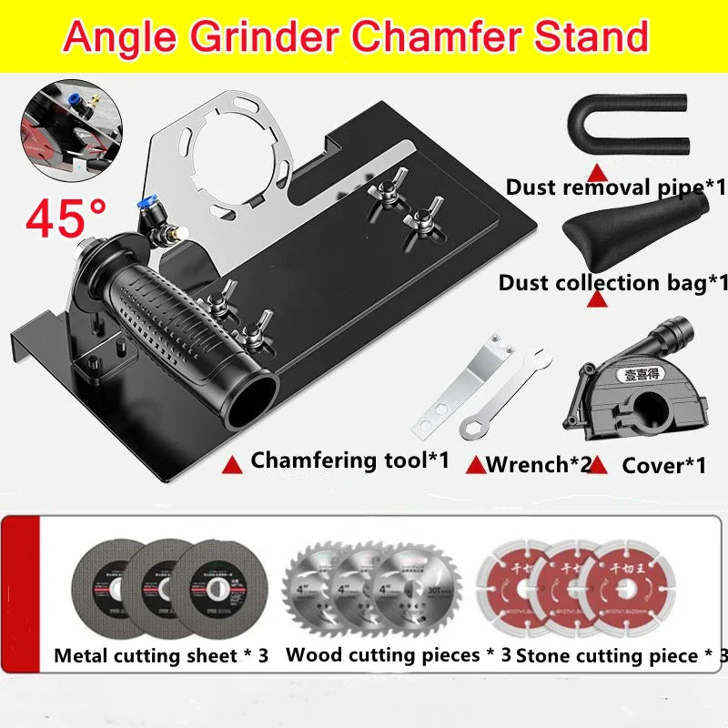 45° Angle Grinder Chamfer Stand | Tile Wood Stone Cutting Angle Grinder Stand QXL