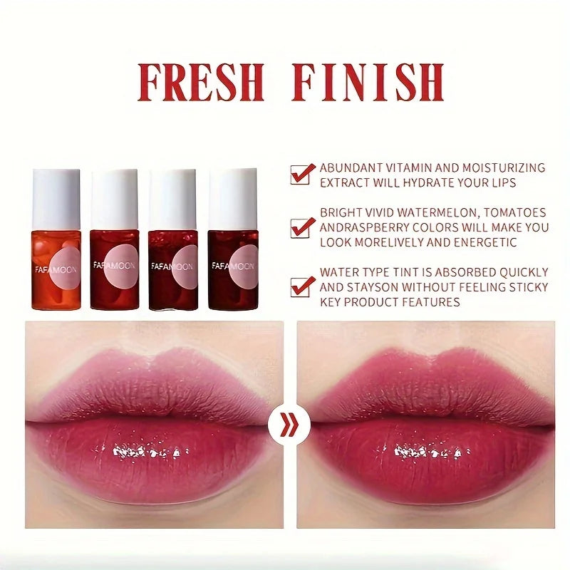 Fruity Lip Tint Gloss 4 Colors – Waterproof & Long-Lasting | Fafamoon Liquid Lip Tint QXL