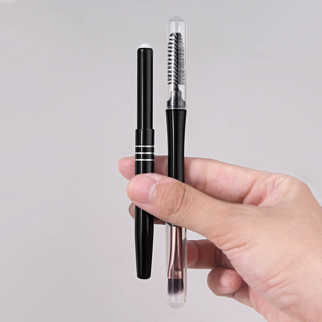 KOSSHOW 2-Pc Travel Makeup Brush Set – Eyebrow, Lash & Lip Eye & Lip Brush Set QXL