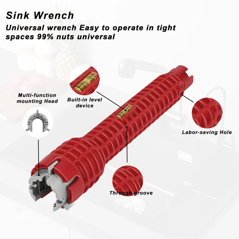 14-in-1 Sink Faucet Wrench | Multifunction Pipe Wrench Tool Plumbing Wrench Tool QXL