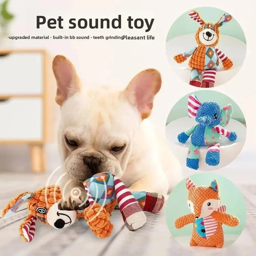 Squeaky Plush Dog Toy – Cute Elephant Chew & Play Doll Squeaky Dog Toy QXL