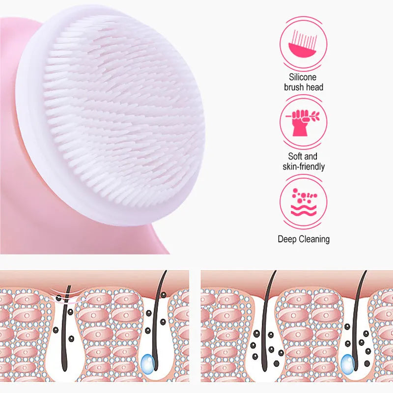 3-in-1 Electric Face Cleansing Brush | Rechargeable Spin Electric Cleansing Brush QXL