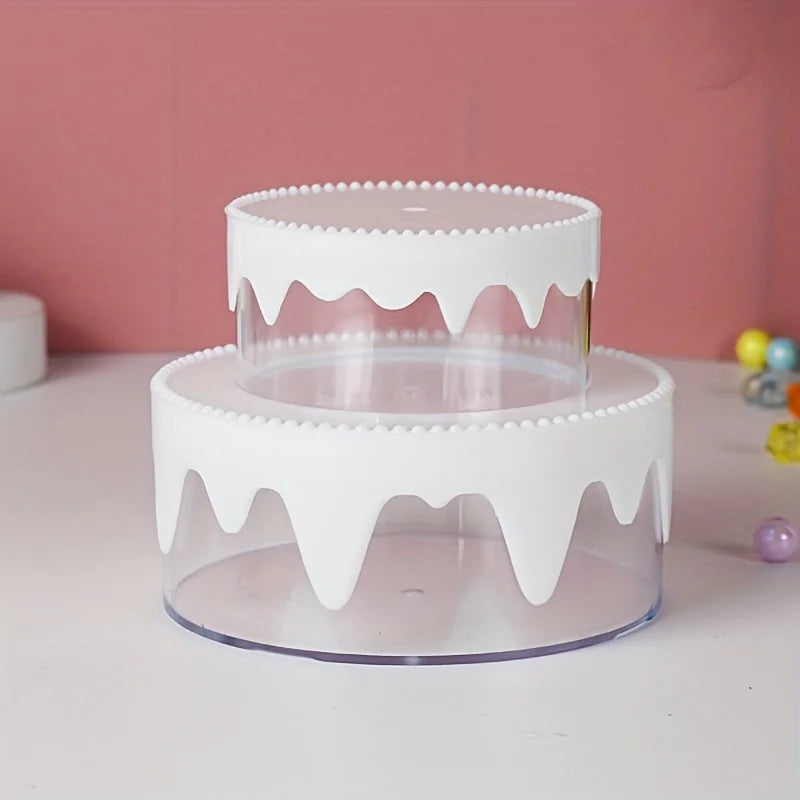 Cake Shape Double-Layer Jewelry & Watch Storage Box Gift Jewelry Storage Box QXL Clear
