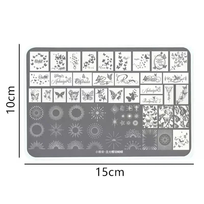 Butterfly Nail Stamping Plates | Stainless Steel Stencil Nail Stamping Plate QXL