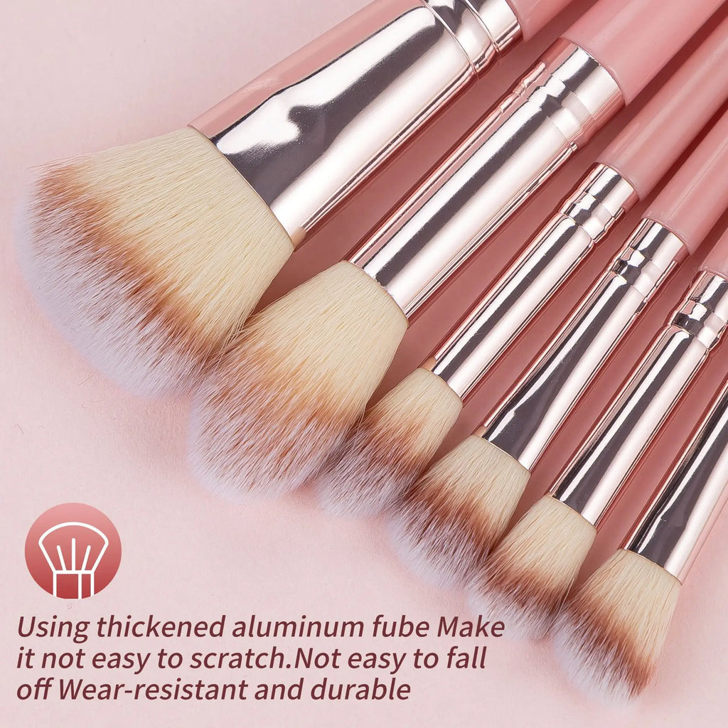 20-Pc Rose Gold Makeup Brush Set | Full Face Pink Handle Makeup Brush Set QXL