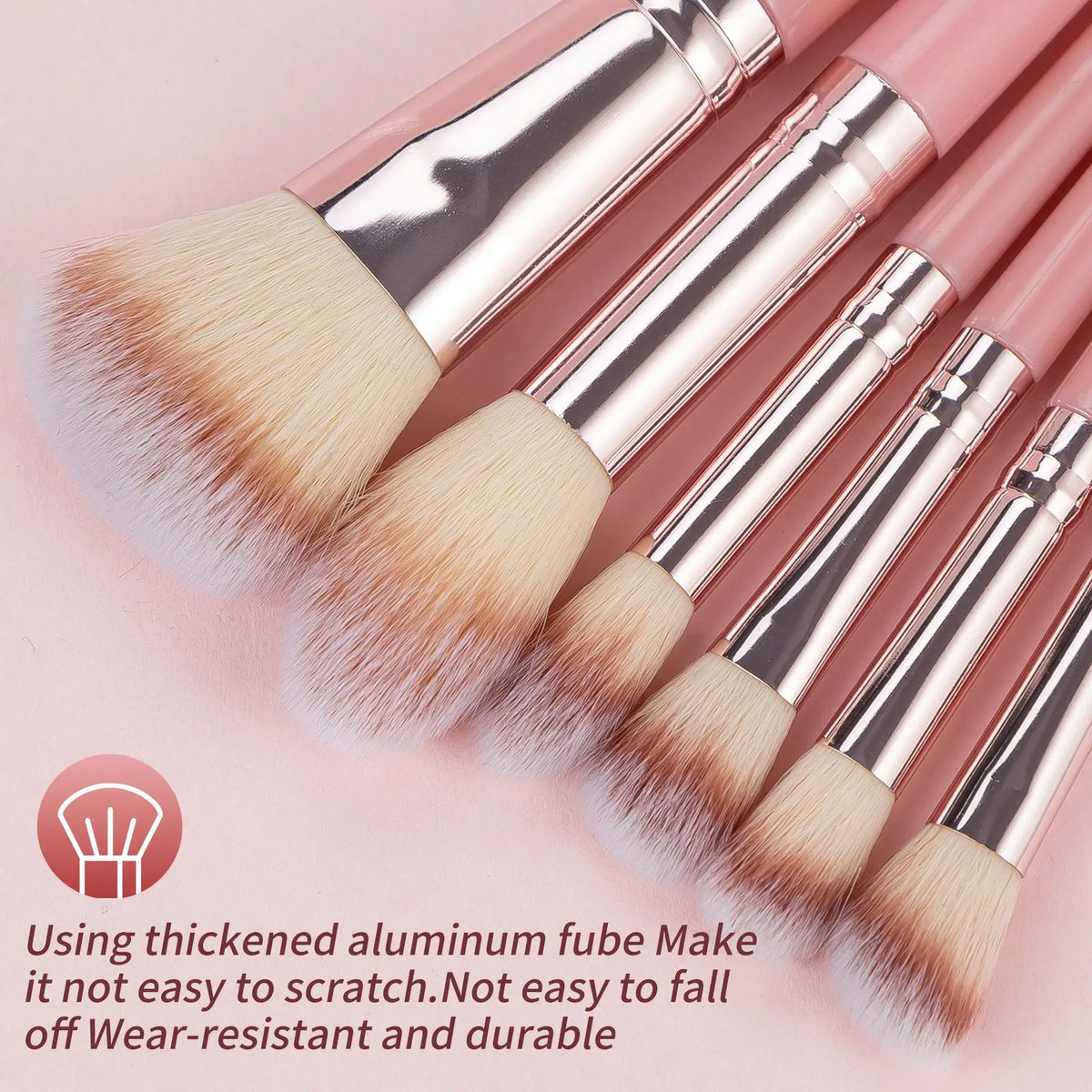 20-Pc Rose Gold Makeup Brush Set | Full Face Pink Handle Makeup Brush Set QXL