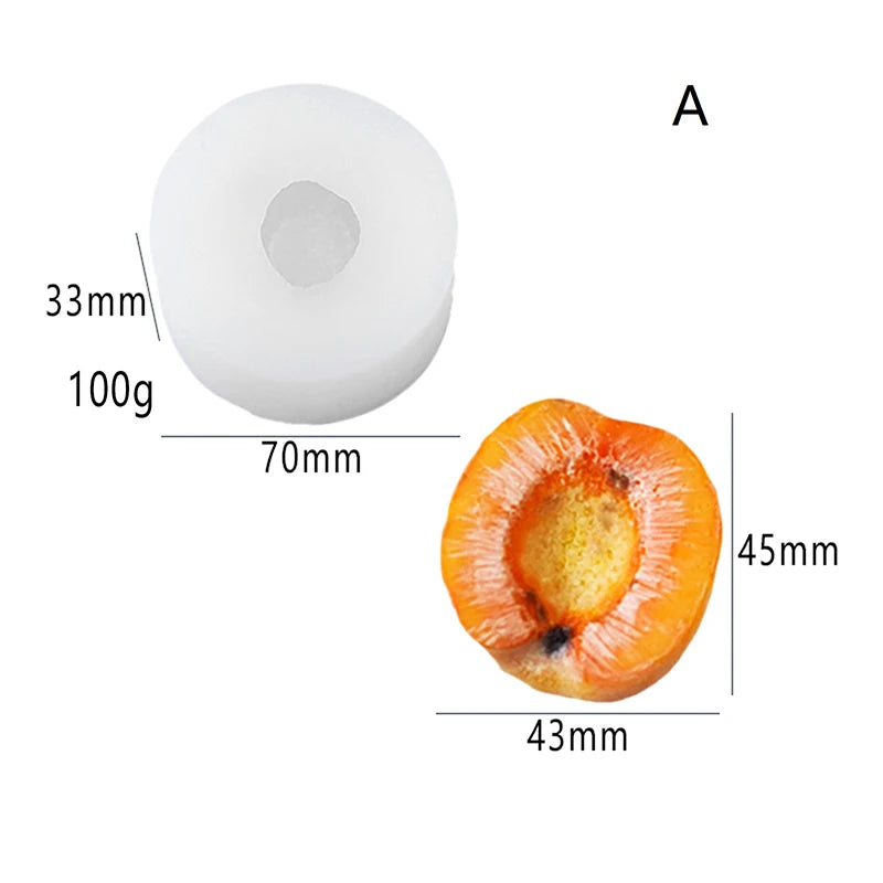 3D Apricot Silicone Mold for Candles, Soap, Resin & Clay Silicone Craft Mold QXL A