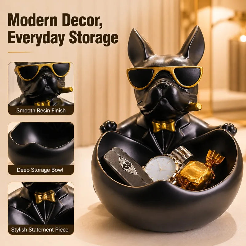 French Bulldog Resin Organizer Tray | Key & Desktop Storage Decorative Organizer Tray QXL