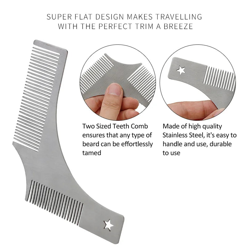 Beard Styling Stencil Comb | Mustache Trimming Template Tool Beard Styling Stencil QXL