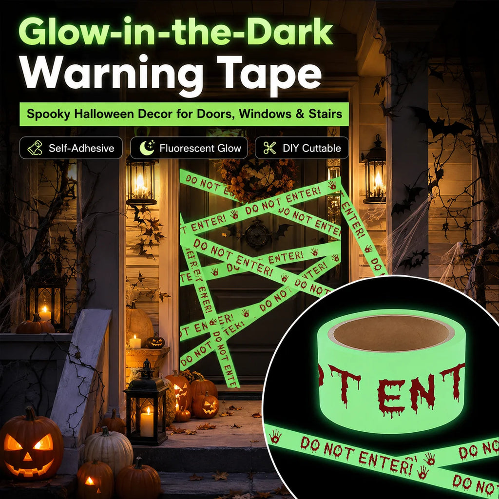 Glow in the Dark Halloween Warning Tape – Do Not Enter Halloween Decoration Tape QXL
