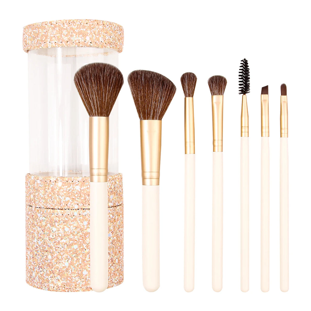 KOSSHOW 6-Piece Portable Makeup Brush Set | Face & Eye Kit Makeup Brush Set QXL WHITE
