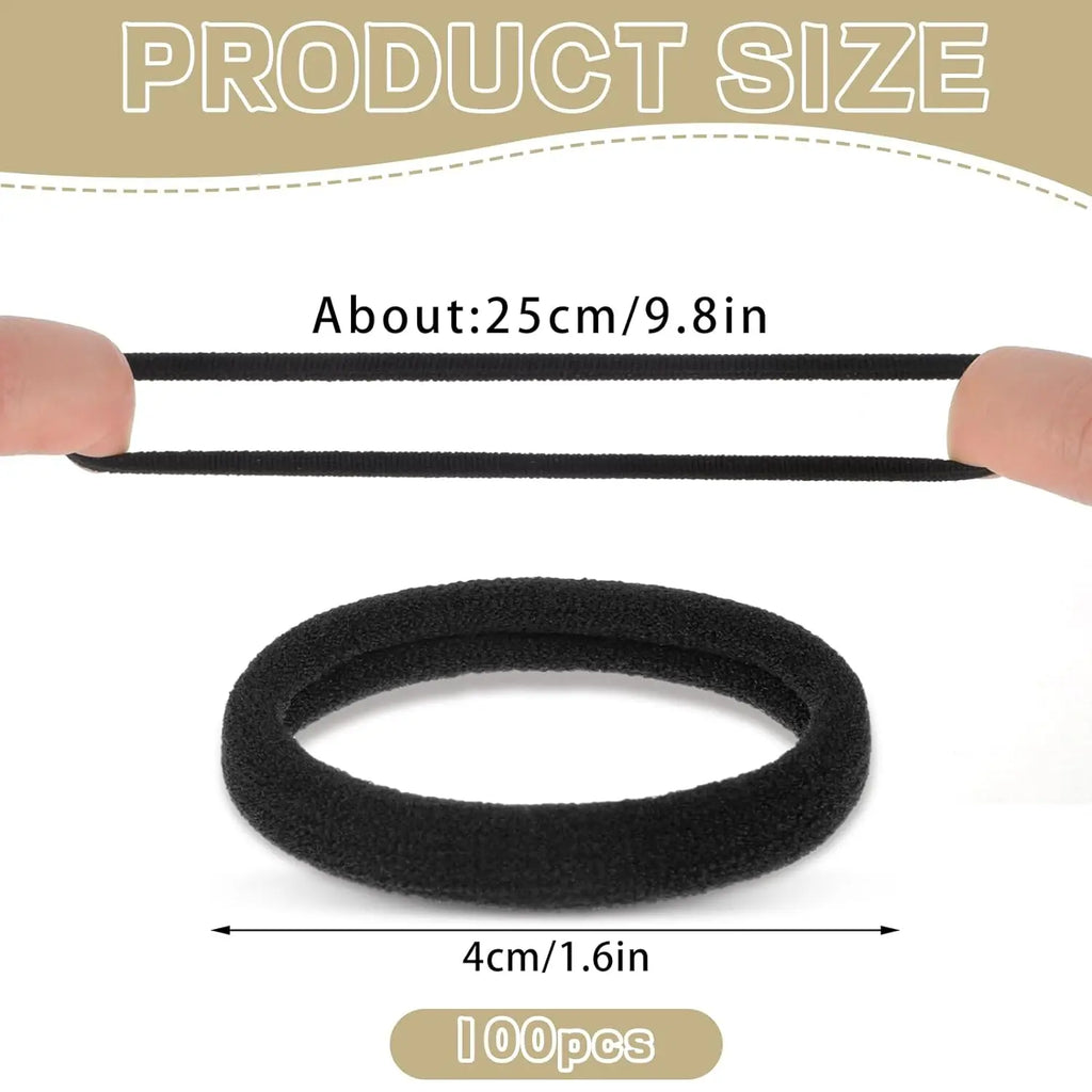 100-Pack Black Seamless Hair Ties | Nylon Elastic Ponytail Holders Elastic Hair Ties QXL