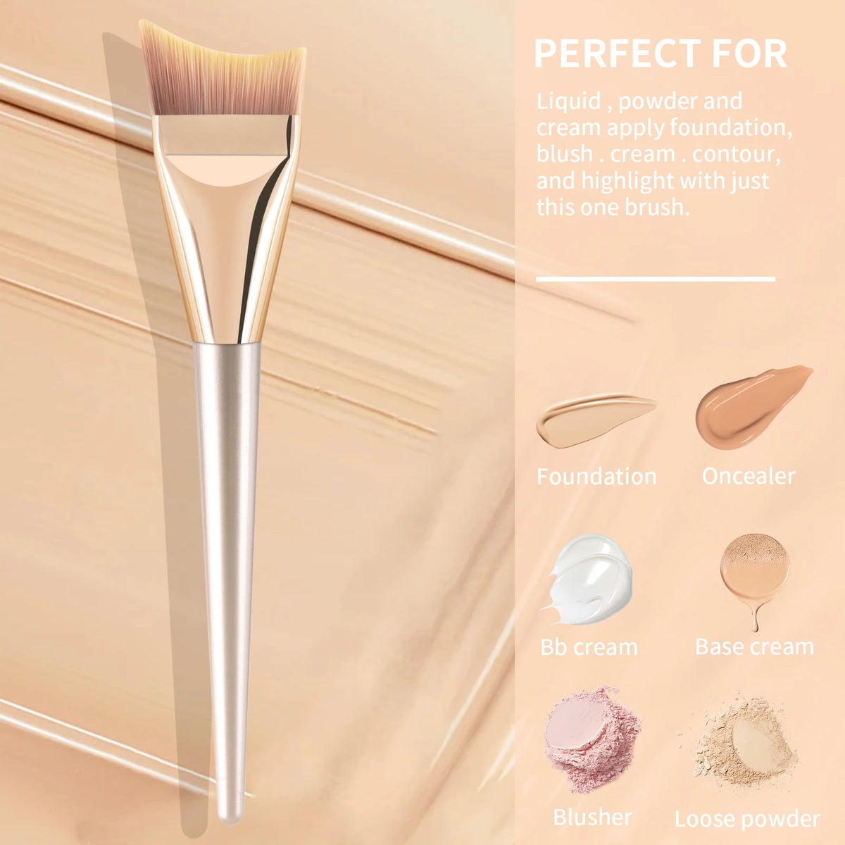 Crescent Flat Head Foundation Brush | Streak-Free Blending Foundation Brush QXL