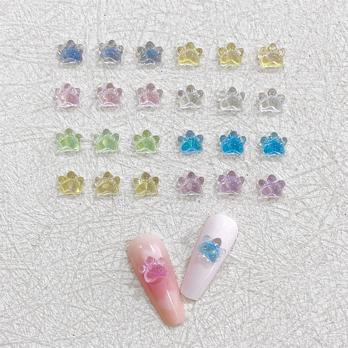 20-Pc Kawaii Cat Claw Nail Art Charms | Glitter Resin Rhinestones Nail Art Charms QXL