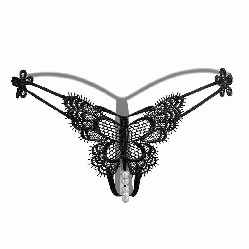 Butterfly Lace Bead Hollow Thong | Women's Lingerie Women's Lace Thong QXL